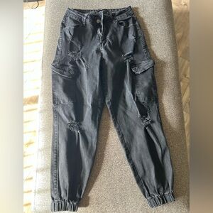 American Bazi Charcoal Distressed Boyfriend Jeans